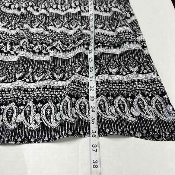 Thakoon Collective Womens 14 Midi Dress Black Paisley Shift Pullover Split Neck - Picture 5 of 8